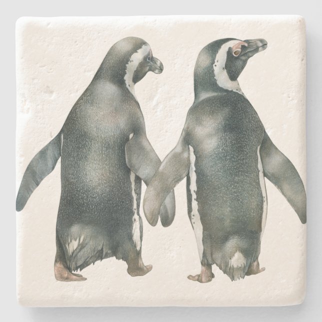 Posavasos De Piedra Pares africanos del pingüino (Anverso)