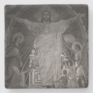 Posavasos De Piedra París Antiguo mosaico principal Corazón Sagrado de