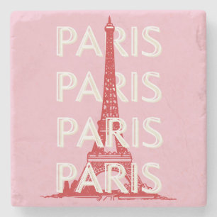 Posavasos De Piedra París, arte de viajes, arte retro, rosa