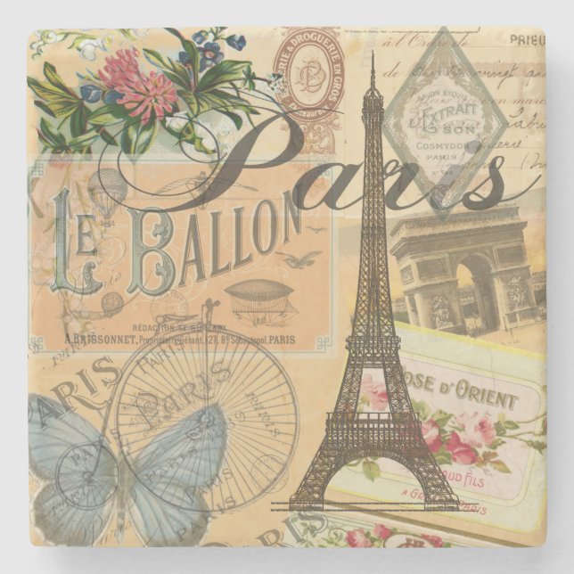 Posavasos De Piedra París Francia Viajes de arte colorido (Anverso)