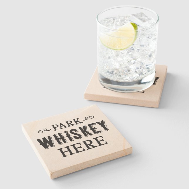Posavasos De Piedra Park Whiskey Aquí - Montaña - Piedra (Lateral)