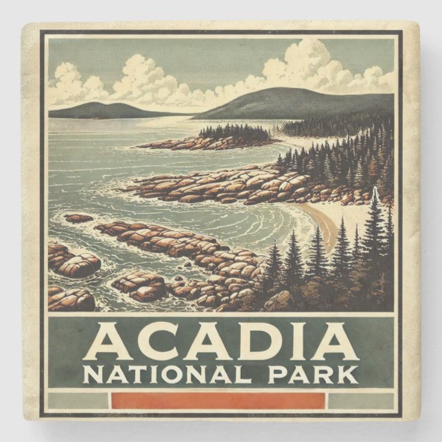 Posavasos De Piedra Parque nacional Acadia (Anverso)