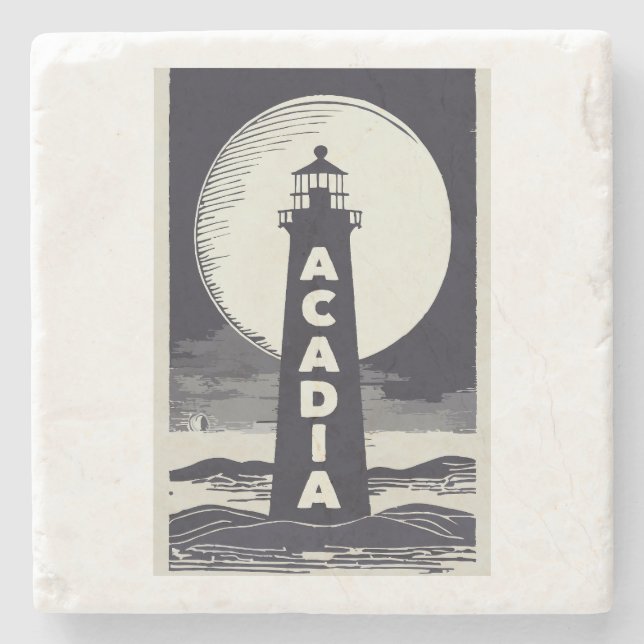 Posavasos De Piedra Parque nacional Acadia Faro Luna (Anverso)