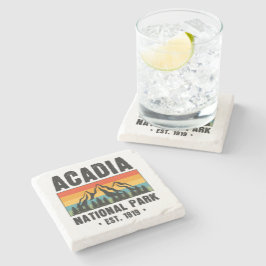 Posavasos De Piedra Parque nacional Acadia, Vintage de Maine Retro