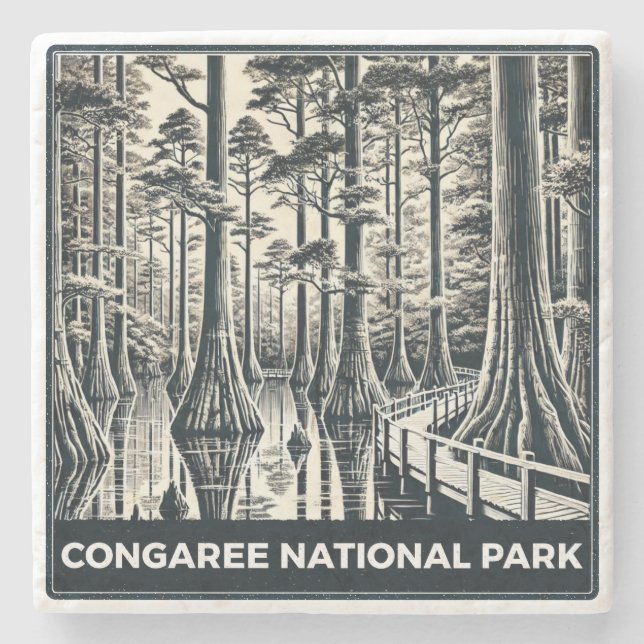 Posavasos De Piedra Parque nacional Congaree (Anverso)