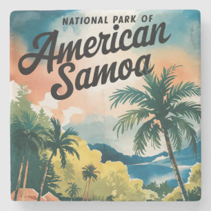 Posavasos De Piedra Parque Nacional de Samoa Americana - Arte acuarela