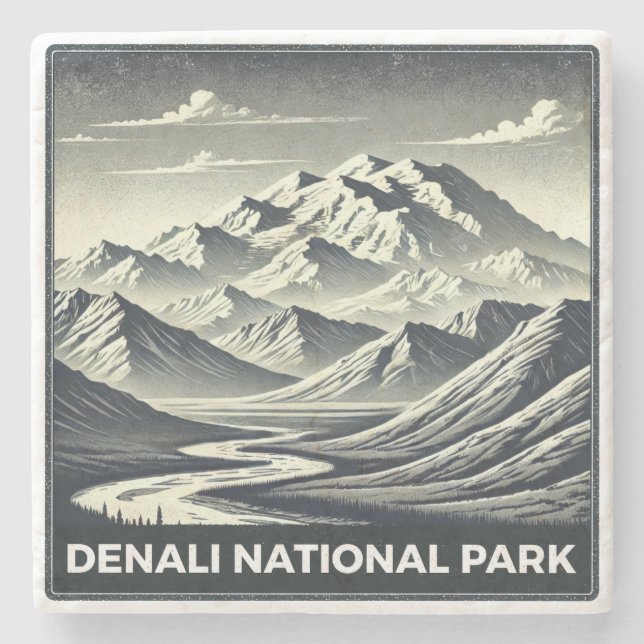 Posavasos De Piedra Parque nacional Denali (Anverso)