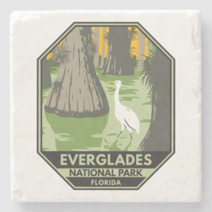 Posavasos De Piedra Parque nacional Everglades Florida Egret Vintage