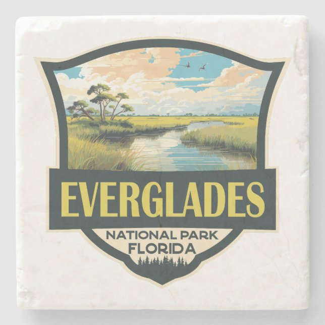 Posavasos De Piedra Parque nacional Everglades Ilustracion Viajes Arte (Anverso)