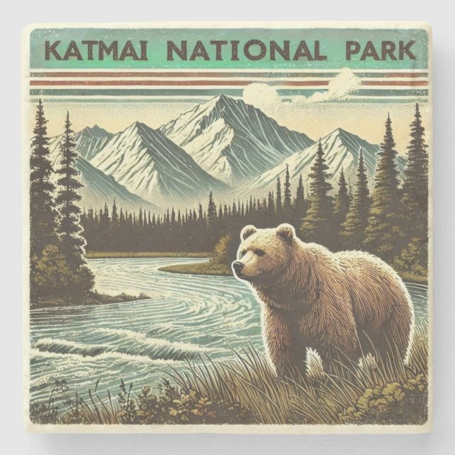 Posavasos De Piedra Parque nacional Katmai (Anverso)