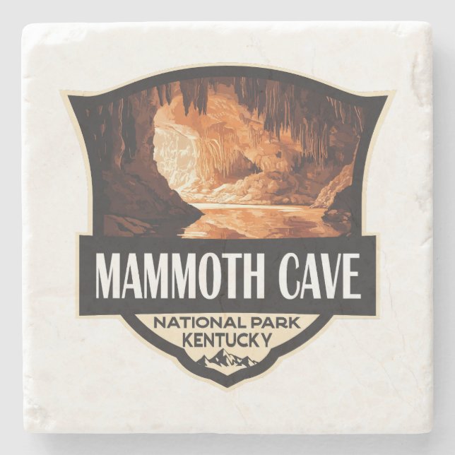 Posavasos De Piedra Parque nacional Mammoth Cave Ilustracion Arte Retr (Anverso)