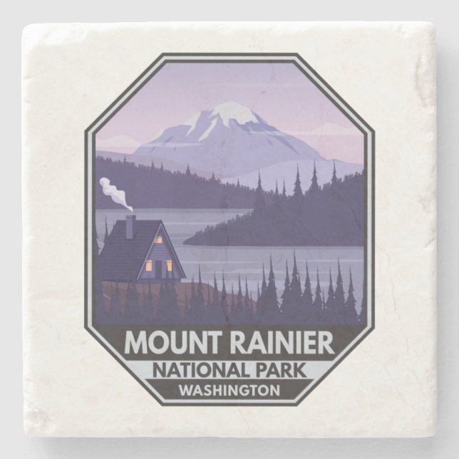 Posavasos De Piedra Parque nacional Mount Rainier Washington Cabin Ret (Anverso)