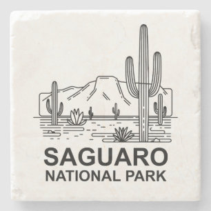 Posavasos De Piedra Parque nacional Saguaro Arte de líneas mínimas