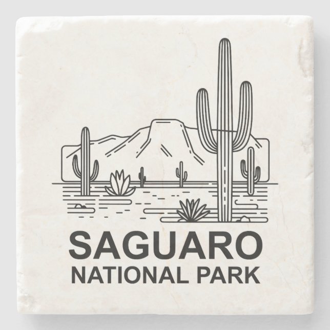 Posavasos De Piedra Parque nacional Saguaro Arte de líneas mínimas (Anverso)