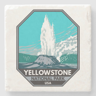 Posavasos De Piedra Parque nacional Yellowstone Castillo Geyser Vintag