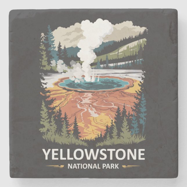 Posavasos De Piedra Parque nacional Yellowstone Primavera caliente (Anverso)