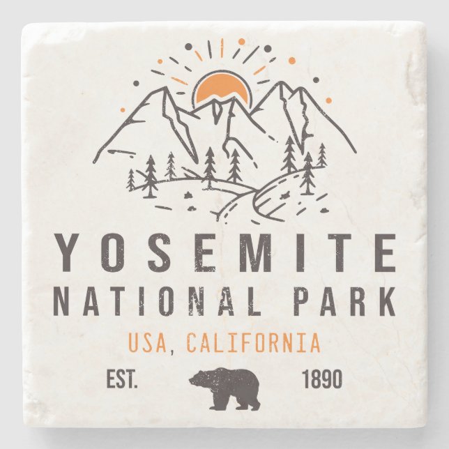Posavasos De Piedra Parque nacional Yosemite Montaña Retro Sunset (Anverso)