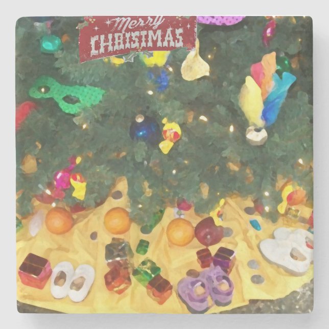 Posavasos De Piedra Party _Merry christmas _coaster (Anverso)