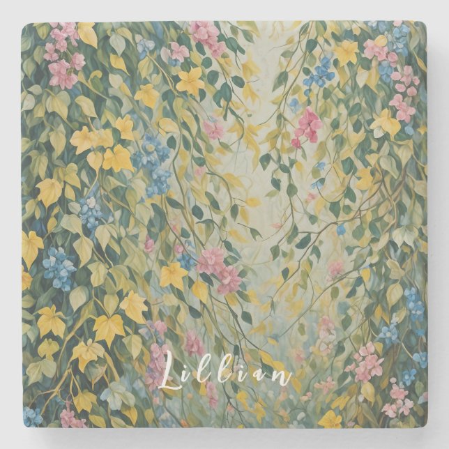 Posavasos De Piedra Pasaje encantado: Jardín secreto Pastel (Anverso)