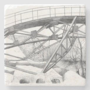 Posavasos De Piedra Pasarela antigua. Dibujo a lápiz.