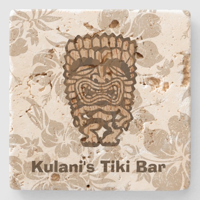 Posavasos De Piedra Pascua de bar Tiki para el Personalizable hawaiano (Anverso)