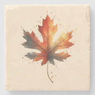 Posavasos De Piedra Pascua de hojas de otoño
