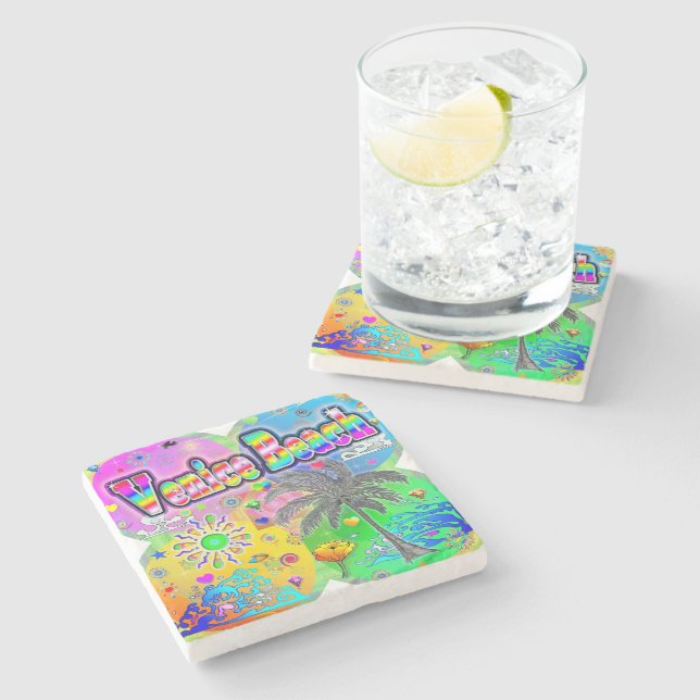 Posavasos De Piedra Pascua de la estación de esquí de Venice Beach Qua (Lateral)