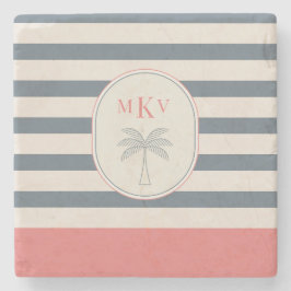 Posavasos De Piedra Pascua de piedra a rayas personalizada con monogra