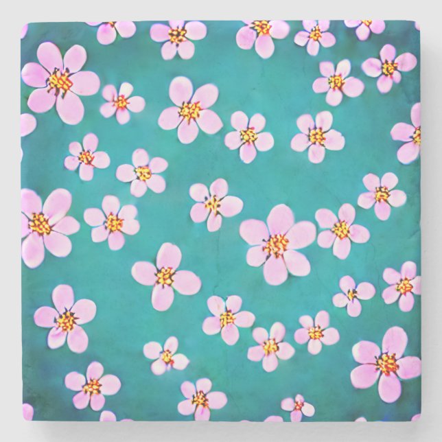 Posavasos De Piedra Pascua de piedra con flores de cerezo (Anverso)