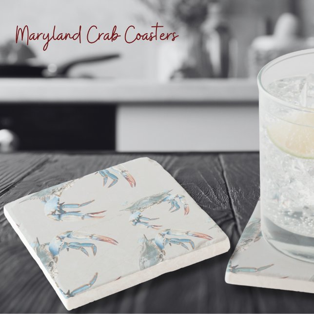 Posavasos De Piedra Pascua de piedra con patrón de Bebida de Crab Azul (Make these coasters part of your kitchen accessories. Maryland Blue Crabs!)
