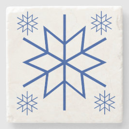 Posavasos De Piedra Pascua de piedra - Copos de nieve azules