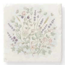 Pascua de piedra cuadrada - acuarela botánica