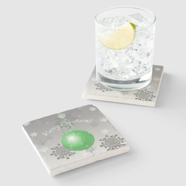 Posavasos De Piedra Pascua de piedra de adorno de Navidad verde brilla (Lateral)