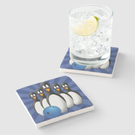 Posavasos De Piedra Pascua de piedra de bolas de pingüinos