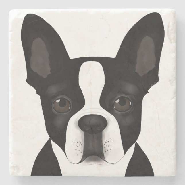Posavasos De Piedra Pascua de piedra de Boston Terrier (Anverso)