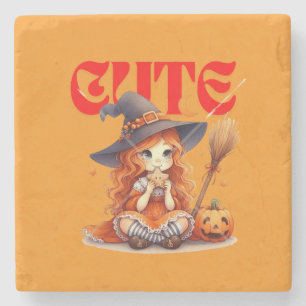 Posavasos De Piedra Pascua de piedra de bruja y calabaza