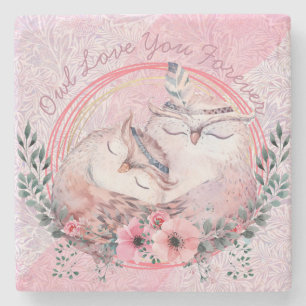 Posavasos De Piedra Pascua de piedra de búhos de cola