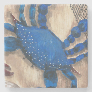 Posavasos De Piedra Pascua de piedra de cangrejo y conchas marinas