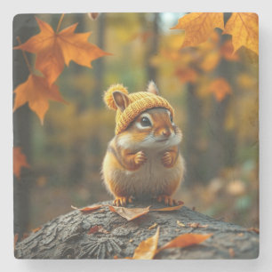 Posavasos De Piedra Pascua de piedra de Chipmunk otoño