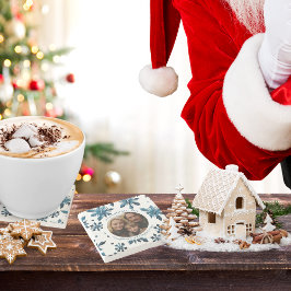 Posavasos De Piedra Pascua de piedra de copo de nieve azul