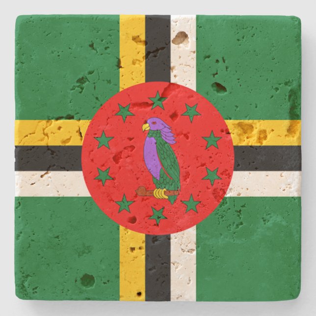 Posavasos De Piedra Pascua de piedra de la bandera de Dominica (Anverso)