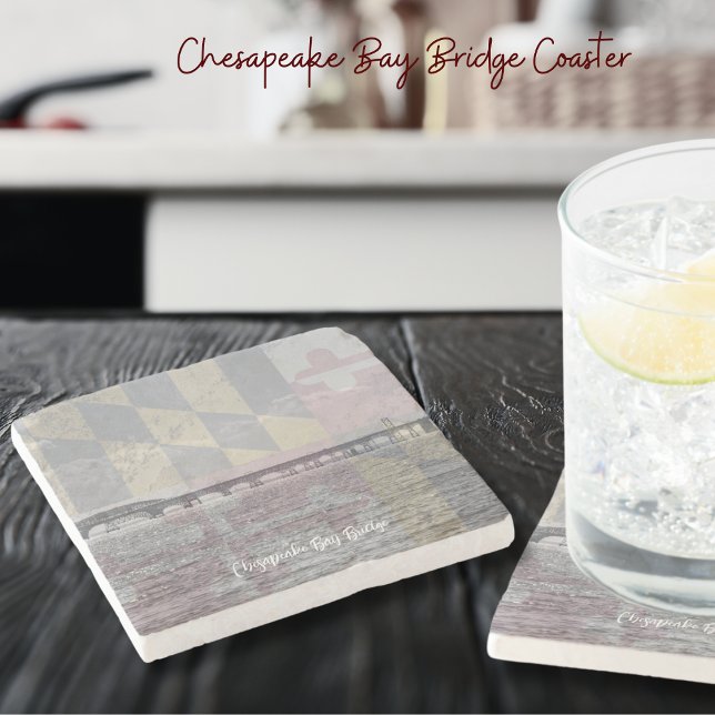 Posavasos De Piedra Pascua de piedra de la bandera de Maryland del pue (Maryland Chesapeake Bay Bridge is a perfect addition to your home accessories or personalized gift!)