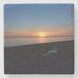 Posavasos De Piedra Pascua de piedra de la puesta de sol del lago Mich