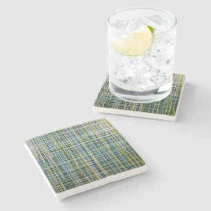 Posavasos De Piedra Pascua de piedra de mármol "Blue Plaid"