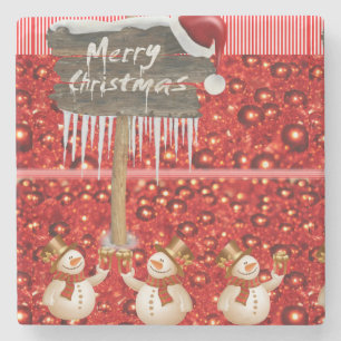 Posavasos De Piedra Pascua de piedra de mármol en navidades, hombre de