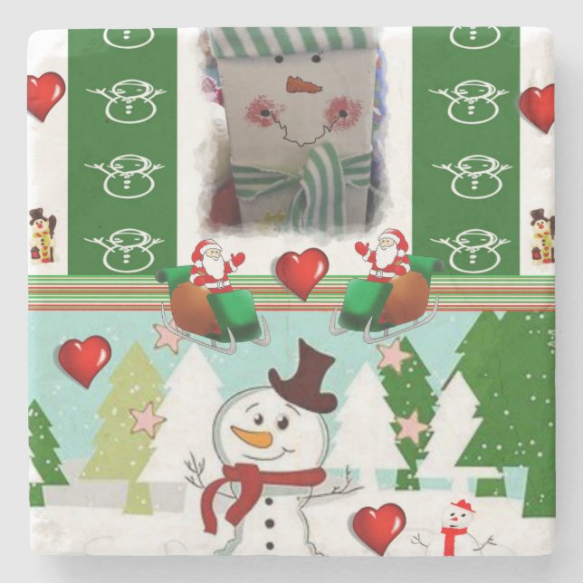 Posavasos De Piedra Pascua de piedra de mármol en navidades, hombre de (Anverso)