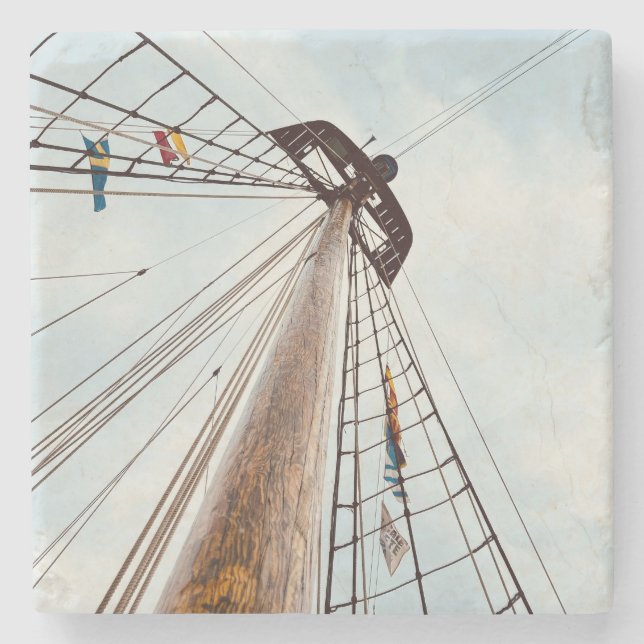 Posavasos De Piedra Pascua de piedra de mármol "Set Sail" (Anverso)