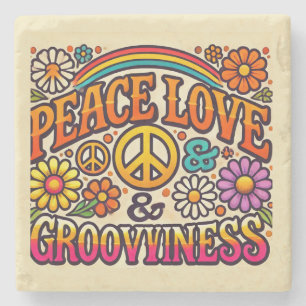 Posavasos De Piedra Pascua de Piedra de Paz, Amor y Grooviness