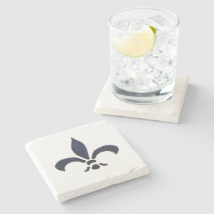 Posavasos De Piedra Pascua de piedra de pintura azul Fleur De Lis