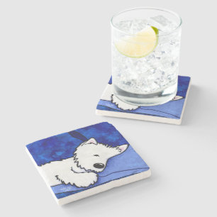 Posavasos De Piedra Pascua de piedra de rollo de perro cansada